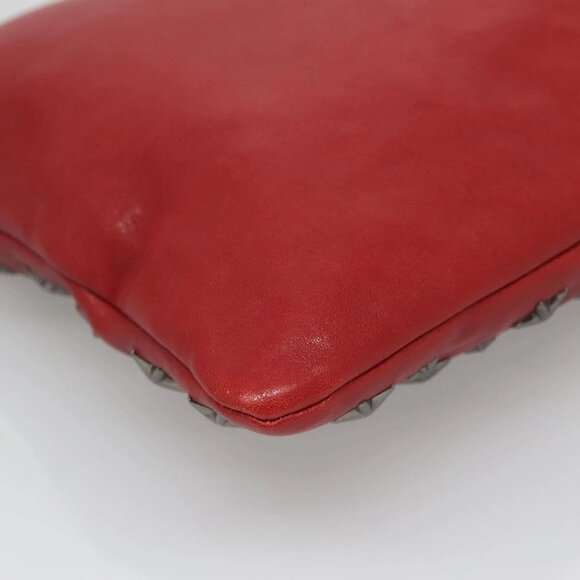 Jimmy Choo Studs Clutch Bag Leather Red Black Auth bs28965 - Picture 5 of 16